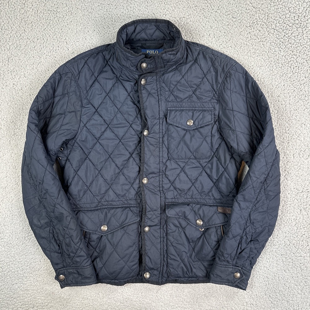 Polo Ralph Lauren Quilted Jacket Women Medium Purple Full Zip Field Coat Logo